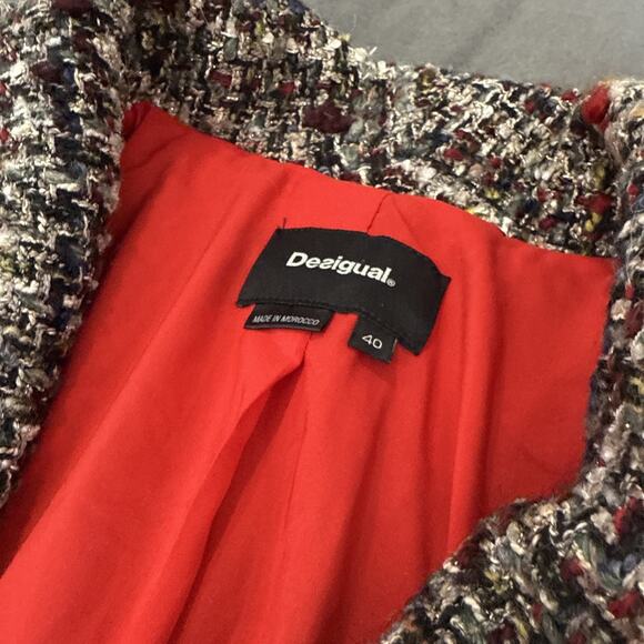 Desigual Tweed Chaw Blazer Drava Multicolor Women’s Size 40 (6) - Picture 5 of 13